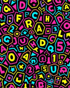 Neon Alphabet Collage Shapes Rug