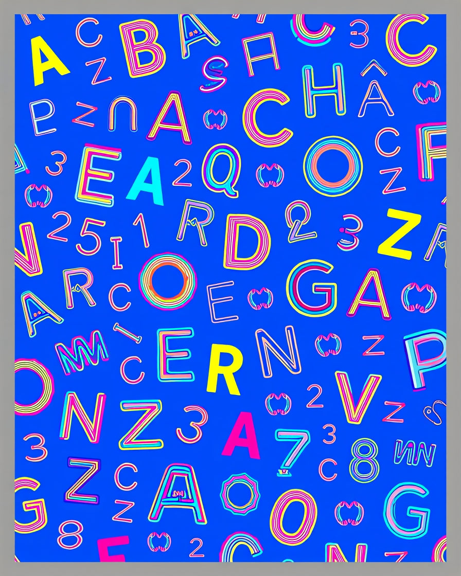 Bright Neon Alphabet Collage Rug