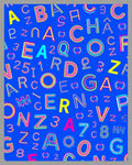 Bright Neon Alphabet Collage Rug