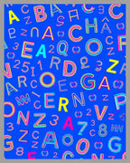 Bright Neon Alphabet Collage Rug