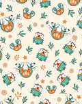 Playful Teal Orange Bird Floral Rug