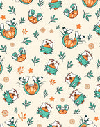 Playful Teal Orange Bird Floral Rug