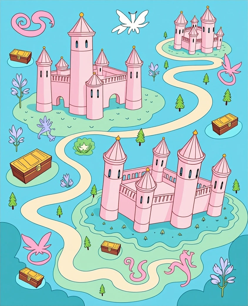 Pink Castle Adventure Map Rug