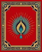 Crimson Teal Gold Fan Medallion Rug
