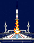 Cosmic Rocket Launch Night Sky Rug