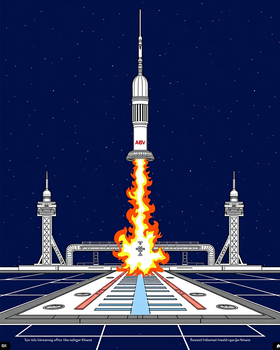Cosmic Rocket Launch Night Sky Rug