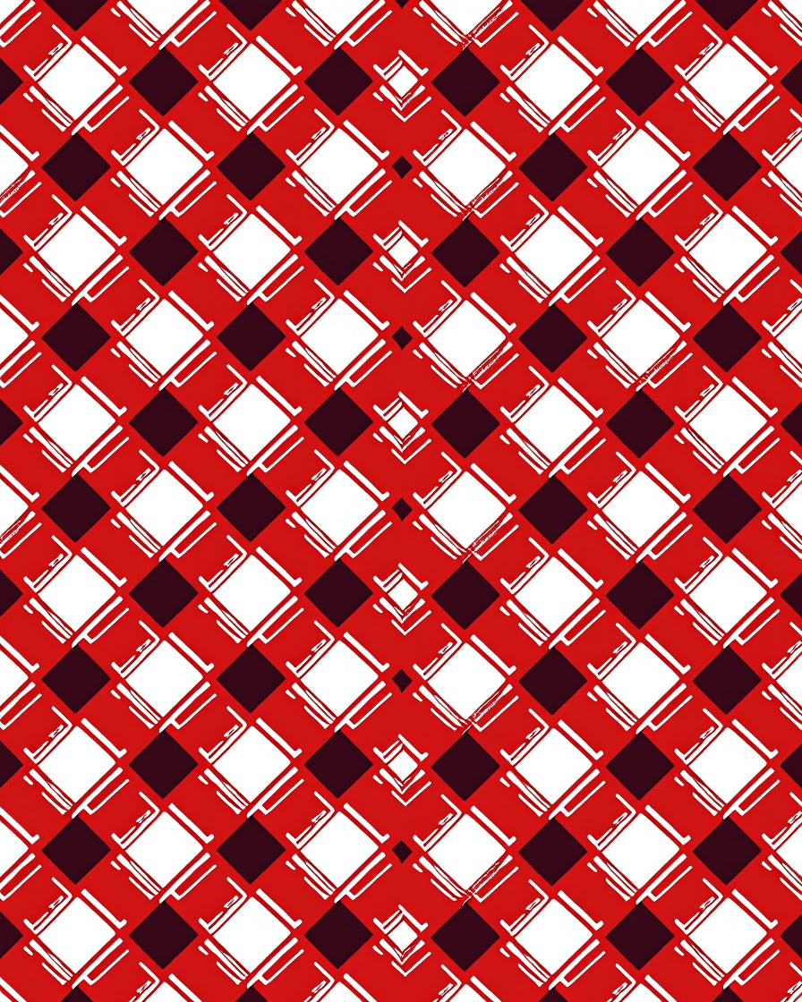 Red White Black Plaid Diamonds Rug