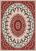 Crimson Cream Intricate Oval Mandala Rug