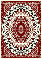 Crimson Cream Intricate Oval Mandala Rug