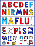 Alphabetical Bold Red Blue Yellow Characters Rug