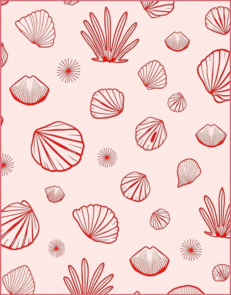 Coral Shells Outline Soft Pink Rug