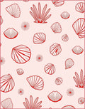 Coral Shells Outline Soft Pink Rug