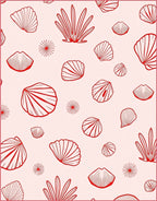 Coral Shells Outline Soft Pink Rug