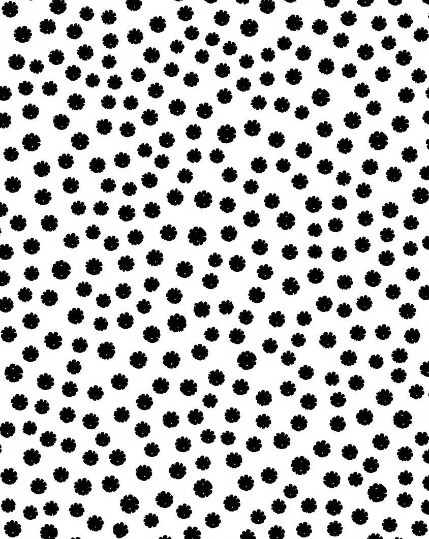 Black White Scattered Floral Accents Rug