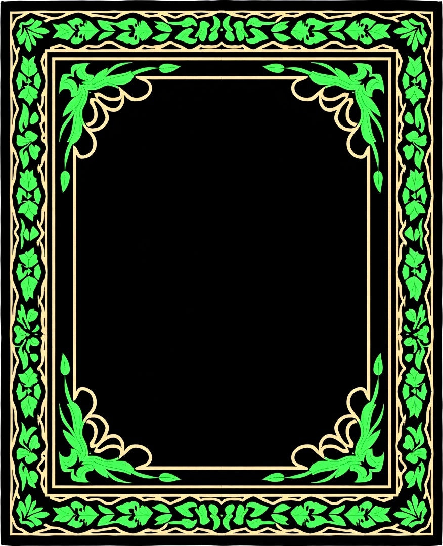 Emerald Vine Leaf Border Rug