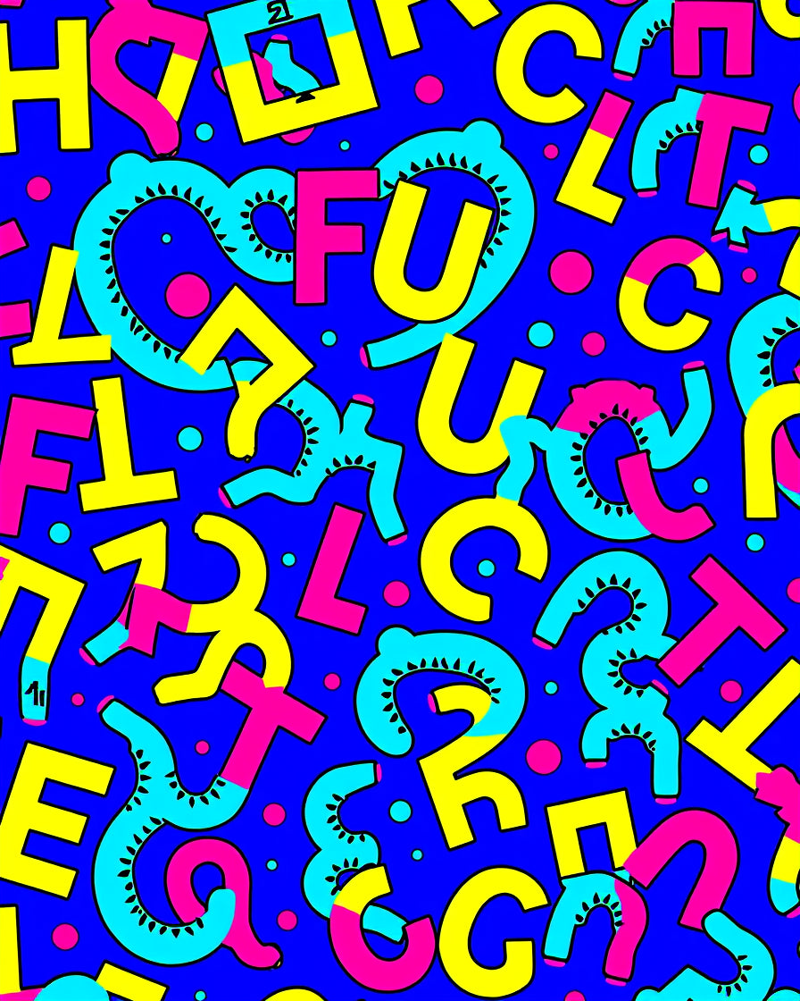 Retro Neon Letter Explosion Rug