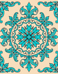 Turquoise Floral Medallion Beige Rug