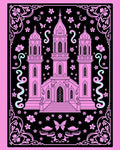 Pink Castle Floral Butterfly Whimsical Rug