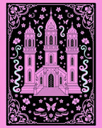 Pink Castle Floral Butterfly Whimsical Rug