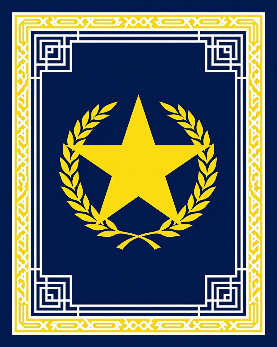 Bold Navy Yellow Star Wreath Classic Rug