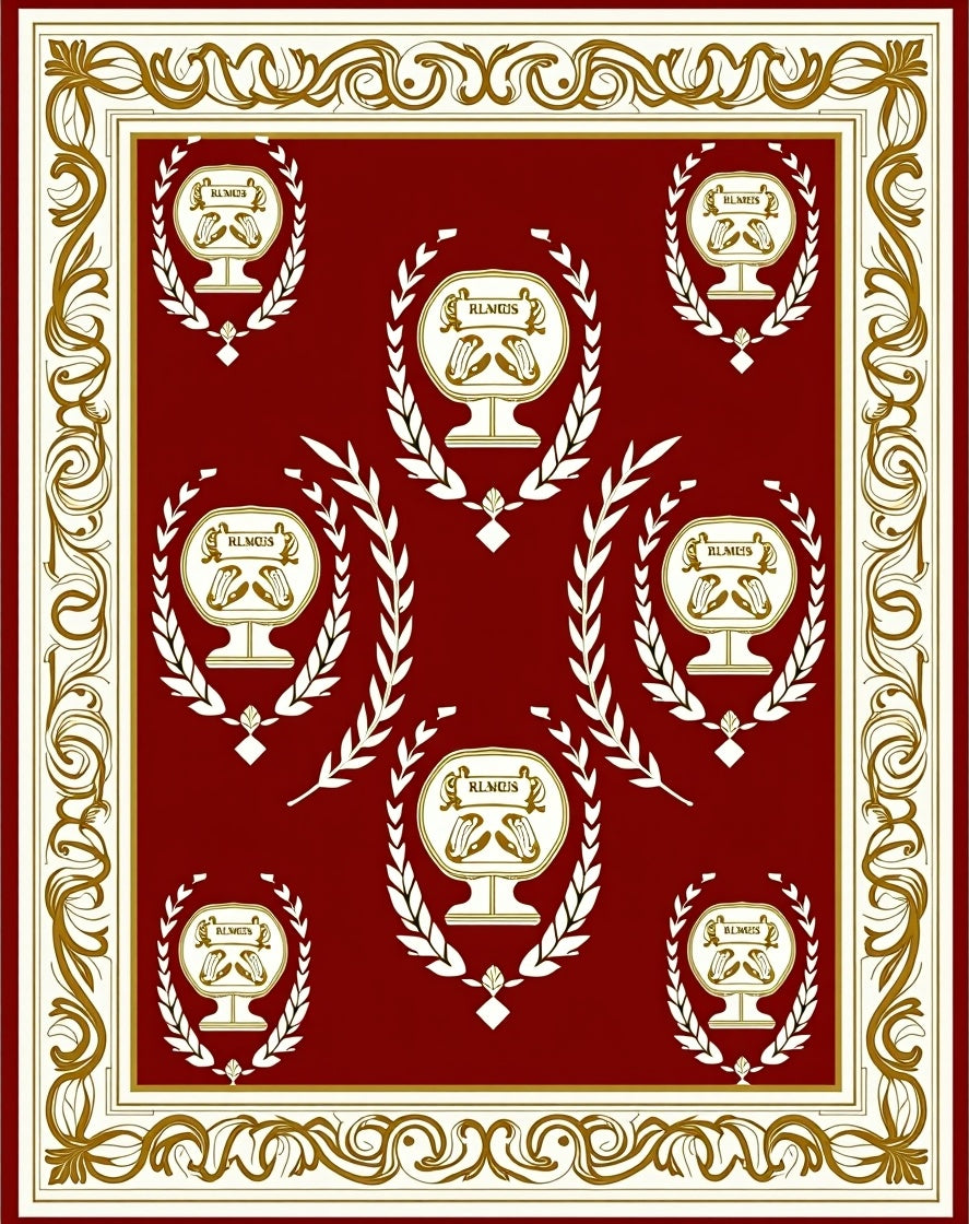 Crimson Laurel Crest Emblem Rug