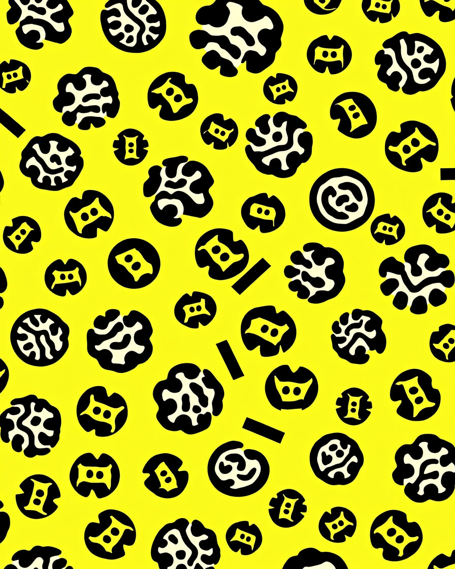 Bright Yellow Abstract Amoeba Forms Rug