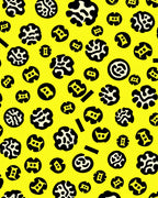 Bright Yellow Abstract Amoeba Forms Rug