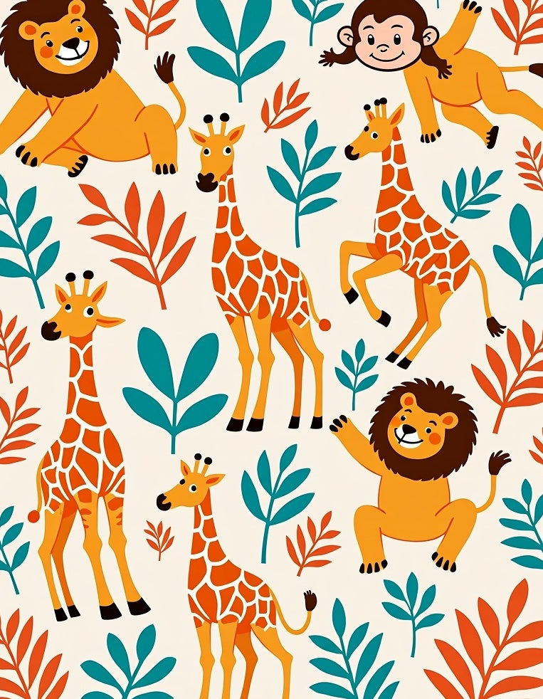 Whimsical Jungle Safari Animals Garden Rug