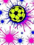 Neon Soccer Ball Splatter Explosion Rug