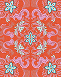 Coral Blue Floral Swirl Harmony Rug