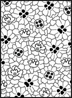 Whimsical Black White Floral Field Rug