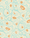 Cream Aqua Orange Seashell Swirls Rug