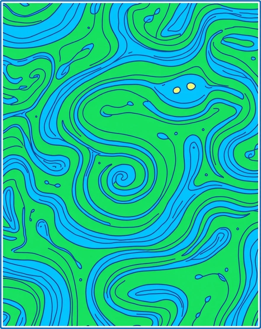 Vibrant Ocean Blue Swirling Current Rug