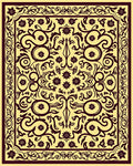 Earthy Golden Scrollwork Floral Rug