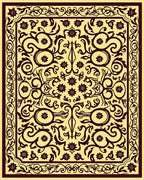 Earthy Golden Scrollwork Floral Rug