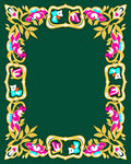 Golden Emerald Floral Frame Rug