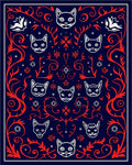 Navy Red White Cat Collage Rug