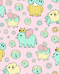 Whimsical Pink Elephant Flower Garden Rug