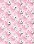 Sweet Pink Kawaii Bunny Hearts Border Rug