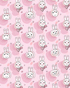 Sweet Pink Kawaii Bunny Hearts Border Rug