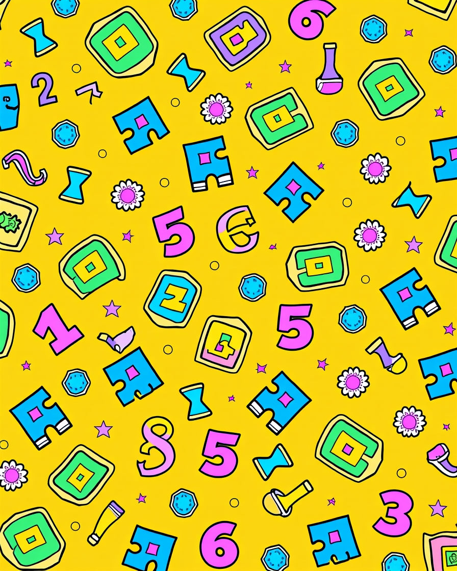 Playful Yellow Bold Numbers Flowers Rug