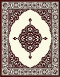 Deep Red Ornamental Centerpiece Arabesque Rug