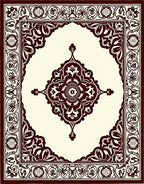 Deep Red Ornamental Centerpiece Arabesque Rug