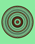 Emerald Orange Concentric Mandala Aura Rug