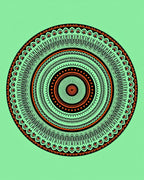 Emerald Orange Concentric Mandala Aura Rug