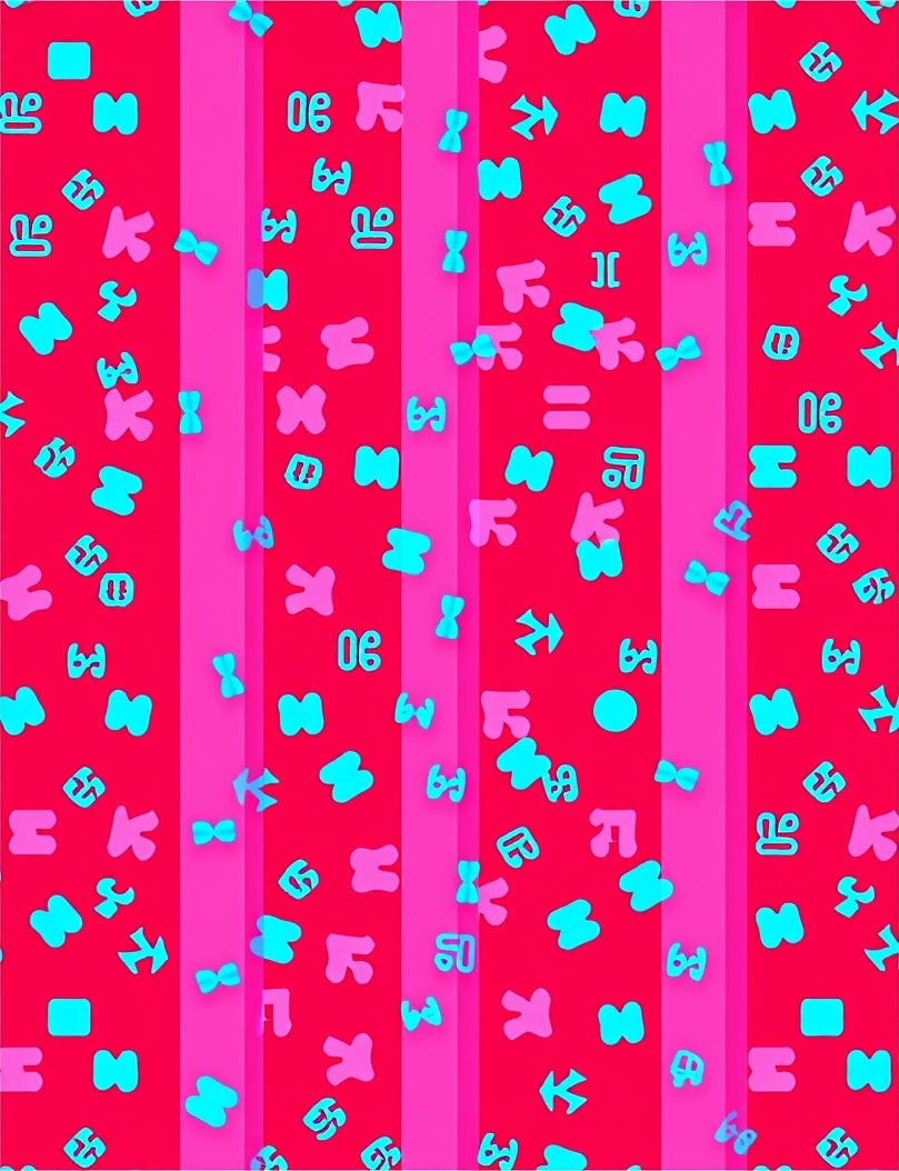 Red Pink Vertical Stripe Playful Symbols Rug