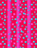 Red Pink Vertical Stripe Playful Symbols Rug