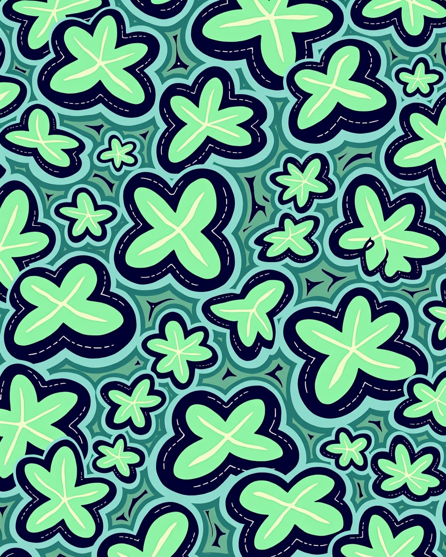 Aqua Clover Field Whimsical Area Rug