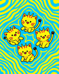 Cute Yellow Kitties Blue Swirls Rug