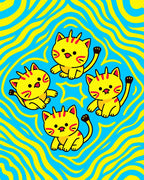 Cute Yellow Kitties Blue Swirls Rug